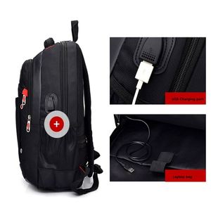 Mochila Escolar de Nailon Negra Resistente al Agua con Puerto USB de 16 Pulgadas y Gran Capacidad para Laptop - Product Image 5