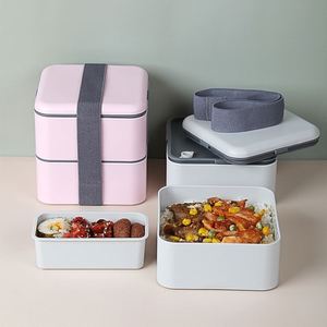 Food-Grade Plastic Double Layer <b>Lunch</b> <b>Microwavable</b> <b>Box</b> With Printing - Product Image 2