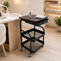 Chariot de rangement mobile en acier au carbone à 3 niveaux avec tiroir pour bureau et salon – Fournisseur direct de mobilier en gros
