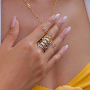 Women's Fashion <b>Ring</b> 18K Gold Stainless Steel <b>Titanium</b> Steel Geometric Design Minimalist Style Gift Jewelry - Product Image 4