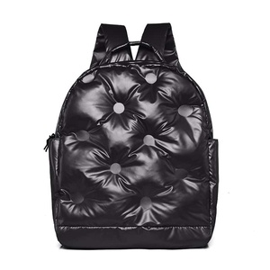 Metallic Quilted Lightweight Nylon <b>Backpack</b> Zipper Closure Water Resistant Fashion Daily Use All Seasons Women's - Product Image 2