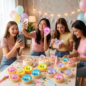 GLIWAY  Premium Glitter Dumpling Stress <b>Balls</b> Soft Stretchy Mochi Toy Safe Sensory Gift Set for Newborn 0-24 Months Unisex - Product Image 6