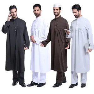 2020批发伊斯兰男士白色服装thobe阿拉伯设计daffah thobe