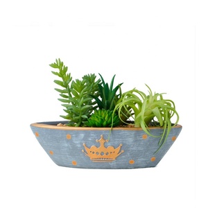 Amazon Venta caliente artificial plantas suculentas para el hogar mesa de Oficina Decoración barco forma <span class=keywords><strong>bonsai</strong></span> - Product Image 4