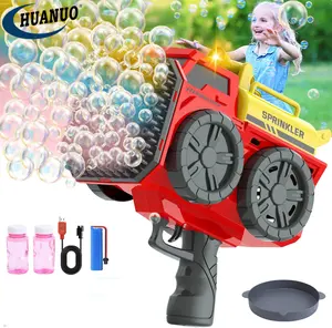 Mitrailleuse à bulles avec lumière LED 139 trous pistolet à bulles enfants souffleur de bulles jouets jouets de plein air pour garçons et filles