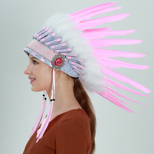 Tocado Indio de Plumas de Pollo Auténticas para <span class=keywords><strong>Mujer</strong></span> Adulta, <span class=keywords><strong>Disfraz</strong></span> de Halloween, Accesorio de Cosplay, Color Personalizado, Talla Personalizada, Cómodo - Product Image 2