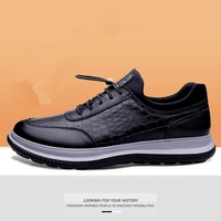 Chaussures de marche décontractées pour hommes en gros - Fournisseur d'usine, cuir gris à motif crocodile, lacets, confort, baskets quotidiennes