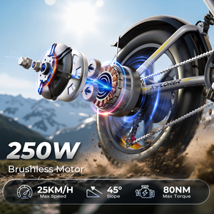 Expédition rapide dans l'UE ! Vélo électrique tout-terrain à pneus larges de 20 pouces, 250 W, autonomie de 60 km, double suspension, cadre en acier au carbone, en stock en Europe - Product Image 3