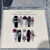 Produits chauds 10 pièces gothique Y2K amande portable oeil de chat Punk métal Style fête ongle autocollant à la main presse sur les ongles