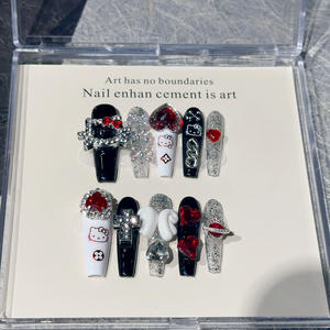 Produits chauds 10 pièces gothique Y2K amande portable oeil de chat Punk métal Style fête ongle autocollant à la main presse sur <span class=keywords><strong>les</strong></span> ongles - Product Image 3