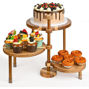 Wooden dessert <b>stand</b>, cupcake <b>stand</b>, adjustable solid wood cake display <b>stand</b>, children's figurine display <b>stand</b>, customizable. - Product Image 2