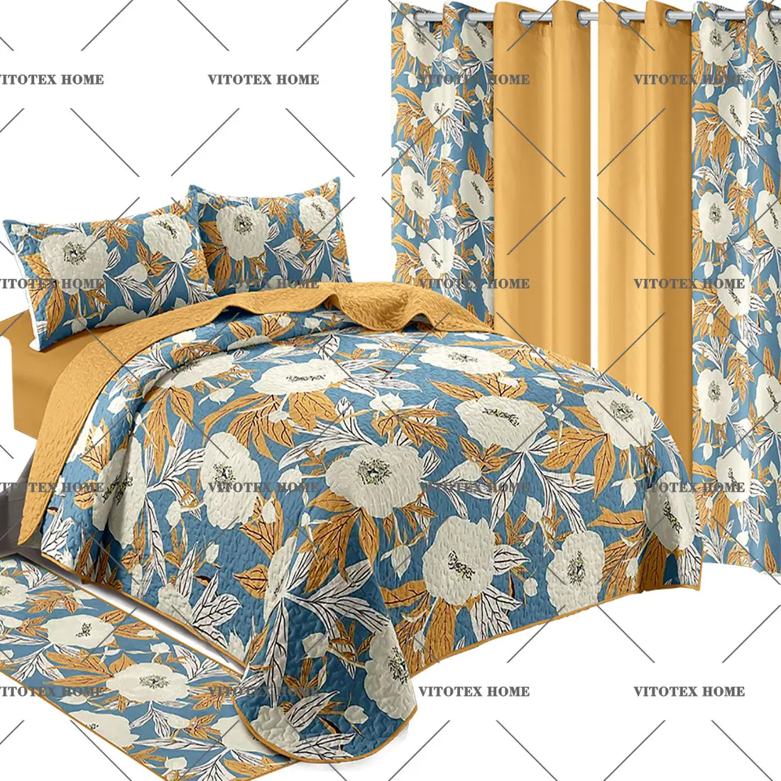 Prodotto di vendita caldo set di biancheria da letto piumino stampato moda set di biancheria da letto queen comforter set di biancheria da letto fantasia con tende