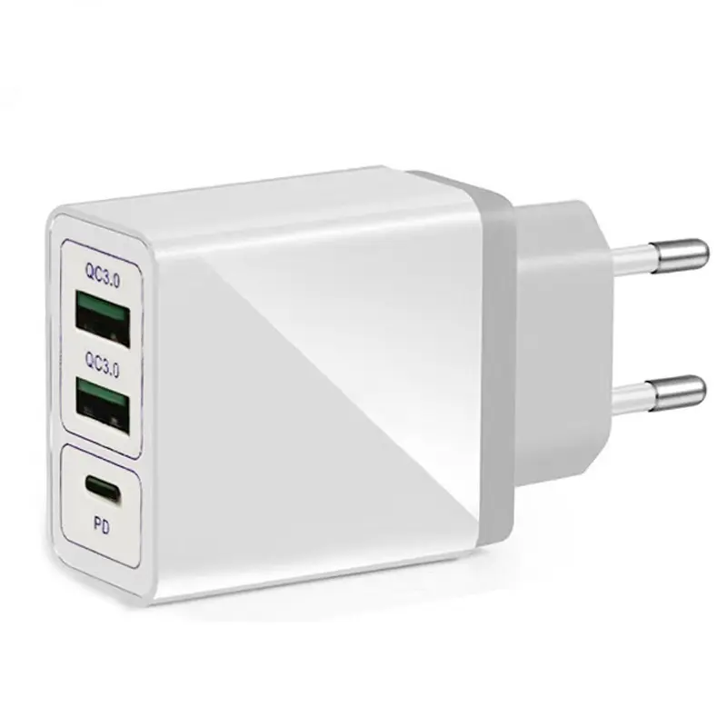 3 Port USB Charger 30W QC 3.0 PD Charger Tipe C Dinding Charger Perjalanan Uni Eropa US UK