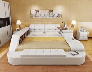 <span class=keywords><strong>Lit</strong></span> double multifonctionnel en cuir, meuble de chambre à coucher moderne, <span class=keywords><strong>lit</strong></span> de massage avec audio, conception - Product Image 3