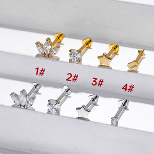 S925 Sterling Silver Labret Stud sferico cartilagine Tragus <span class=keywords><strong>Piercing</strong></span> orecchini Lip Ring Lip Stud Helix <span class=keywords><strong>Piercing</strong></span> Jewelry - Product Image 1