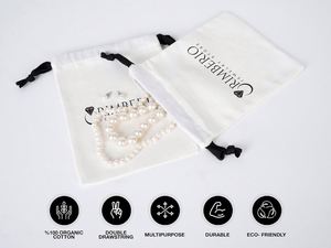 Bolsas de Lona de Algodón Personalizadas al por Mayor para Joyería y Productos de Belleza, con Cinta para un Empaque Elegante - Product Image 3