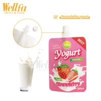 Sachets Doypack à bec verseur en PE blanc 180g 300g, personnalisables avec logo, pour yaourt grec, aliments pour bébés, purée liquide, sachets souples à fond plat