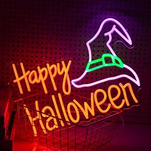 Happy Halloween LED Neon Wizard Hat Wall <b>Decor</b> Light USB Powered Dimmable Club Shop Atmosphere Light Indicator Light 5V 12V - Product Image 6