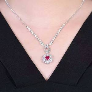 18K Gold Heart Natural Unheated Pigeon Blood Ruby <b>Ring</b>, 84 Pcs <b>Diamonds</b> & 13 Pcs White Sapphires Luxury Floral Engagement <b>Ring</b> - Product Image 5