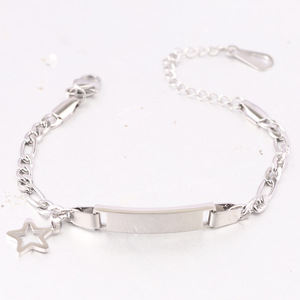 Pulsera de cadena chapada en oro para niños, dijes de estrella de acero inoxidable de 6 mm, joyería minimalista para uso diario para niñas - Product Image 4