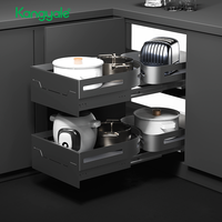 Kangyale Panier d'angle moderne rotatif, plateau tournant Lazy Susan, rangement coulissant pour placard de cuisine d'angle coudé
