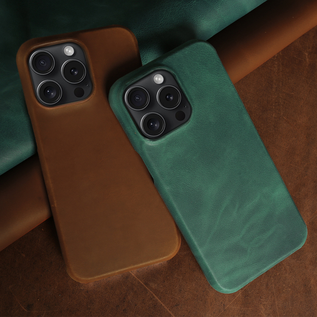 Luxury Genuine Leather Phone Case Holder for iPhone 16 15 14 Plus 13 12 11 Pro Max 7 8 Plus Crazy Horse Leather Shockproof Cover