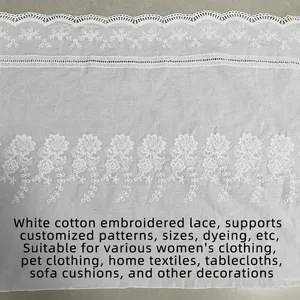 Elegant 100% Cotton Embroidery Lace Fabric With Sustainable Trimmings And Sewing Accessories