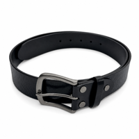Ceinture en cuir véritable pour homme, boucle à ardillon texturée, logo personnalisé, ceinture décontractée tendance