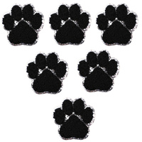 Offre Spéciale noir et blanc mignon Animal griffe conception chat chien adhésif paillettes patte impression fer sur Chenille Patch empreinte de patte