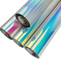 Roll Vinyl Holografik Iridescent Perekat Sendiri yang Dapat Dicetak, Biru Merah Laser Pelangi Film Chrome untuk Printer Inkjet