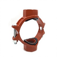 Té mécanique rainuré en fonte ductile à double sortie filetée - Homologué FM, peint, résistant aux UV/à la corrosion, pour protection incendie