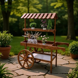 Carrito de Flores Grande, Soporte para Flores, Estante de Almacenamiento, Decoración para Floristería, Exhibición para Villa, Carrito Móvil para Interiores y Exteriores, Estilo Pastoral - Product Image 5