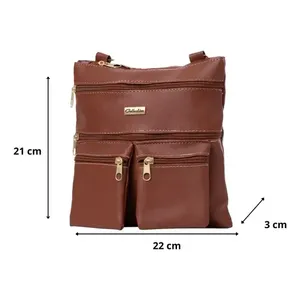 Bolso Bandolera para Mujer Fana, Cuero PU Color Cognac, Correa Única, Cierre de Solapa, Estilo Moderno para Uso Diario - Product Image 3