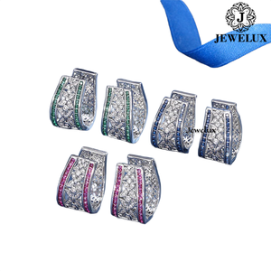 Best Price Natural VVS Diamond <b>Stud</b> Earrings 925 Sterling <b>Silver</b> Rhodium Plated IGI Certified Trendy Wedding Gift From Gujarat - Product Image 4