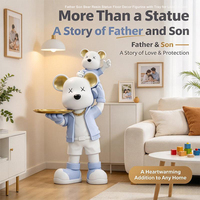 Statue en résine Père et Fils Ours, inspirée de Bearbrick, grande figurine décorative de sol avec plateau pour salon, cadeau de pendaison de crémaillère