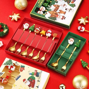 Eco Friendly Stainless Steel <b>Christmas</b> Spoon Fork Gift Set Creative Holiday Tableware Gift Dessert Utensils Mirror Finish - Product Image 2
