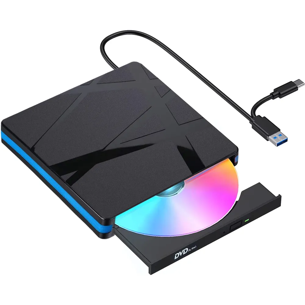 Baru USB 3.0 eksternal DVD Burner Writer Portable CD DVD-RW Optical Drive Burner Writer untuk Windows11 10 8 7 Laptop Desktop