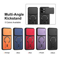 Coque de téléphone magnétique tendance 5 couleurs, support réglable horizontal/vertical avec cache-objectif coulissant pour Redmi A7/Note 15/Note 15 Pro/15C