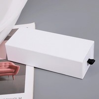 Boîte d'emballage de luxe avec logo personnalisé pour petites lunettes de soleil boîte en carton noire coulissante coulissante boîte cadeau à tiroir en papier avec ruban