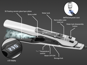 Dropshipping fer à boucler vapeur fer plat vapeur pour cheveux naturels fer à lisser vapeur large <span class=keywords><strong>professionnel</strong></span> - Product Image 4