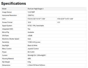 Runcam đêm EAGLE 3 micro FPV đêm máy ảnh 1500tvl với OSD hỗ trợ cho tầm nhìn ban đêm FPV drone phụ kiện RC phần & Accs - Product Image 6