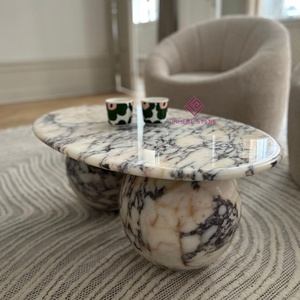 Custom Calacatta Viola Marble <strong>Coffee</strong> <strong>Table</strong> <strong>Oval</strong> With Solid Leg Living Room Center <strong>Table</strong> Modern Luxury End <strong>Table</strong> - Product Image 1