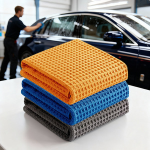 Toalla de microfibra para limpieza de autos, tipo gofre, engrosada, absorbente, para limpiar ventanas y vidrios de autos - Product Image 1