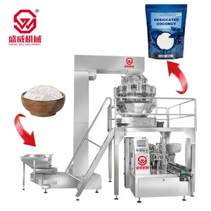 SW Multihead Weigher Rotary Packaging Dried Fruits Mango Slices Desiccated Coconuts Chips Doypack Premade Pouch Packing Machine