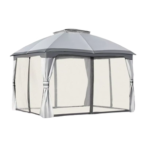 Gazebo de metal <span class=keywords><strong>Pergo</strong></span> de aluminio, diseño bioclimático plegable con persianas, fácil montaje, a prueba de putrefacción, para exteriores, techo de acero, decoraciones de jardín - Product Image 2