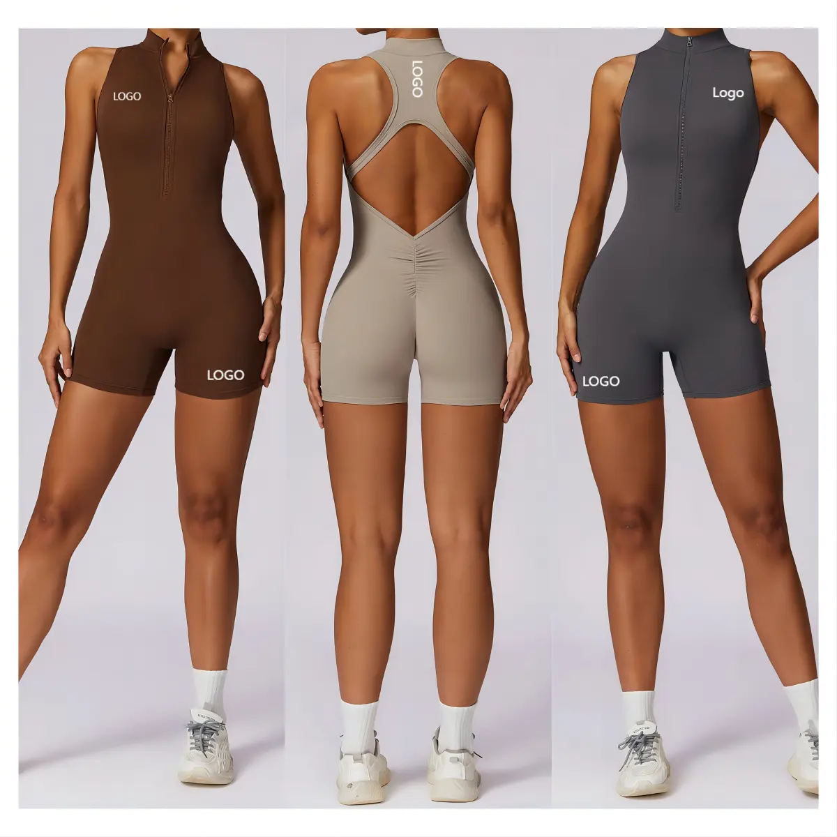 Jumpsuit Yoga satu potong, Set Jumpsuit Yoga baru, Bodysuit latihan intensitas tinggi musim semi dengan ritsleting Gym, Set Fitness