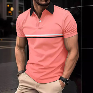 Vật tư sản xuất Áo Polo nam mùa hè Áo thun nam Áo Polo Áo thun thường ngày Áo thun phối màu Áo thun nam in hình - Product Image 4