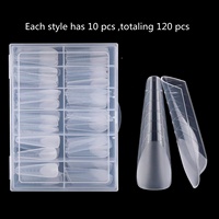 Nouvelles formes d'ongles en cristal extensibles, 120 pièces/boîte, avec support en papier sans échelle, plastique, double, pour extension d'ongles artificiels