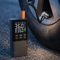 Compresseur d'air sans fil pour voiture avec matériau ABS, lumière LED, manomètre numérique, faible bruit et moniteur de pression des pneus