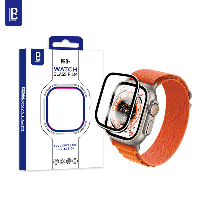 Metal Aluminum Alloy Cover Frame + HD Tempered Glass for Apple Watch Ultra 49mm Glass Screen Protector for Iwatch